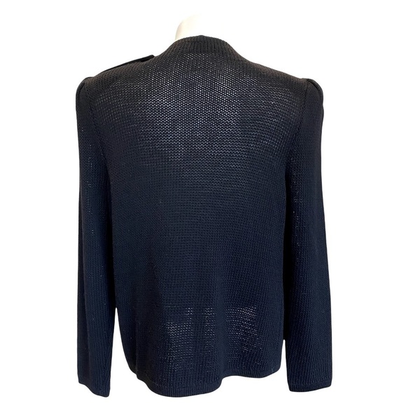ST. JOHN Vintage 70’s Santana Knit Open Front Puff Shoulders Black Cardigan - Picture 5 of 10